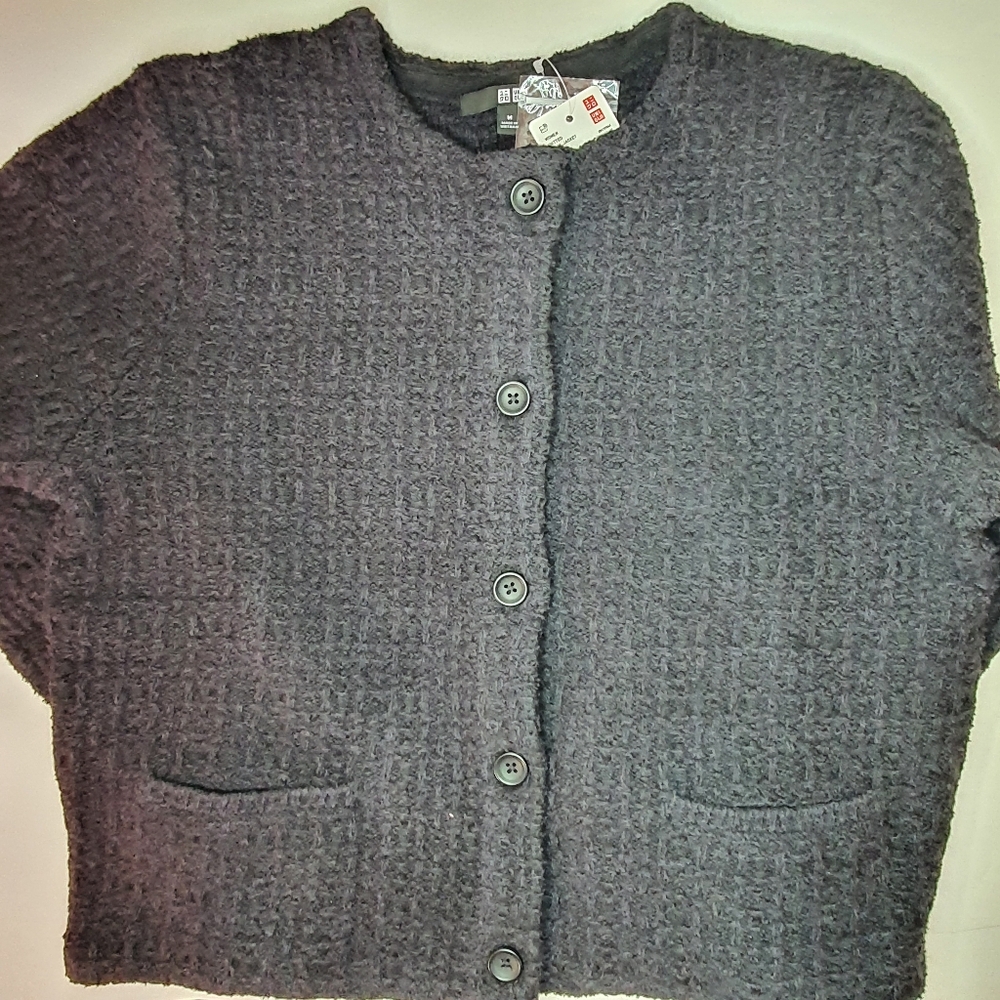 Uniqlo Knitted Short Jacket M Black NWT - Picture 5 of 5